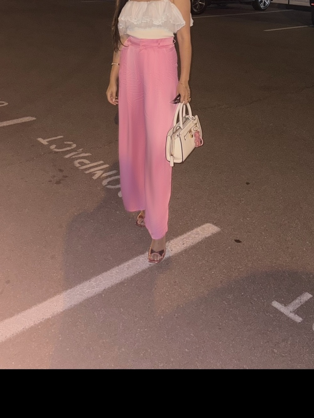 Zara Pink High-Waist Wide Leg Trousers